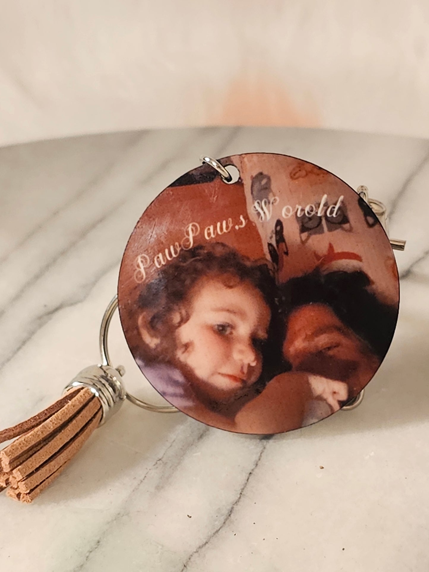 2 inch Personalized PawPaw and grandaughter sublimation keychain