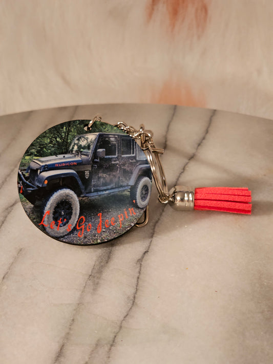 2 inch sublimation Let's go Jeepin' keychain