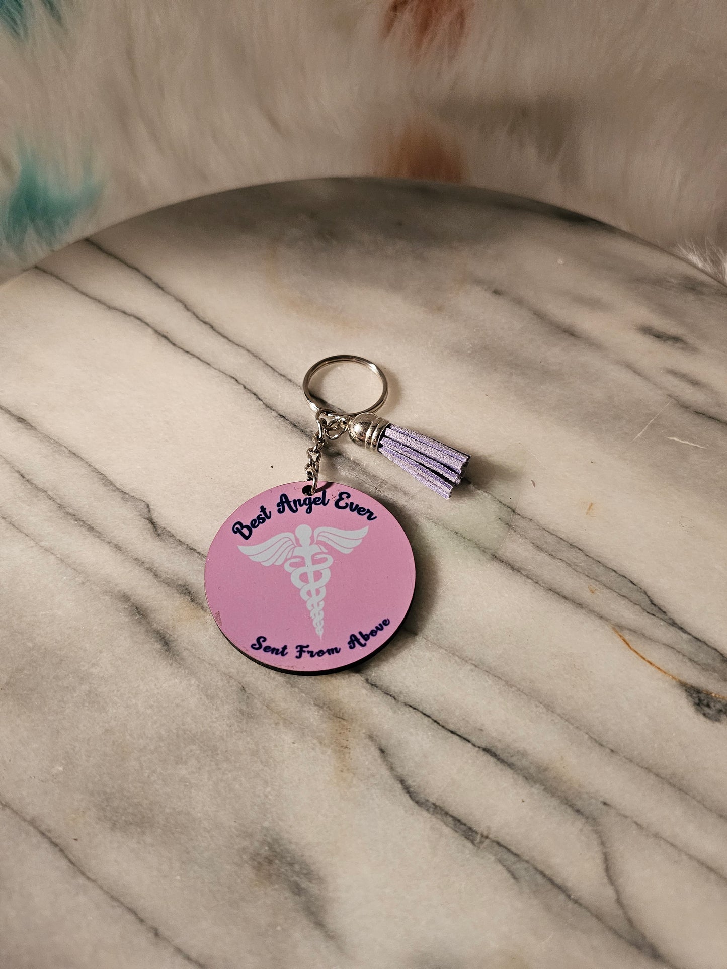 2 inch sublimation Best Angel ever Keychain