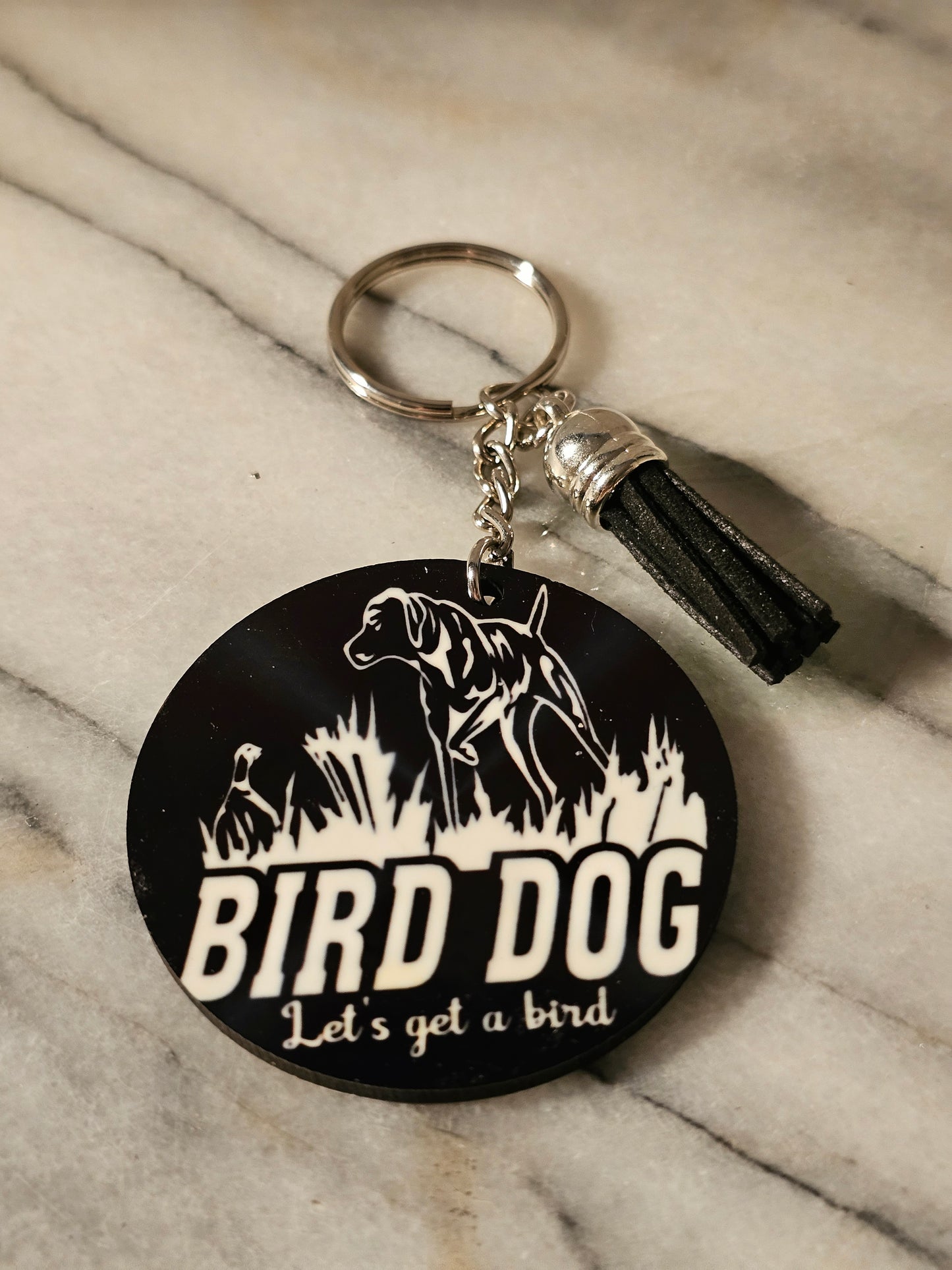 2 inch sublimation Let's go hunting bird dog Keychain