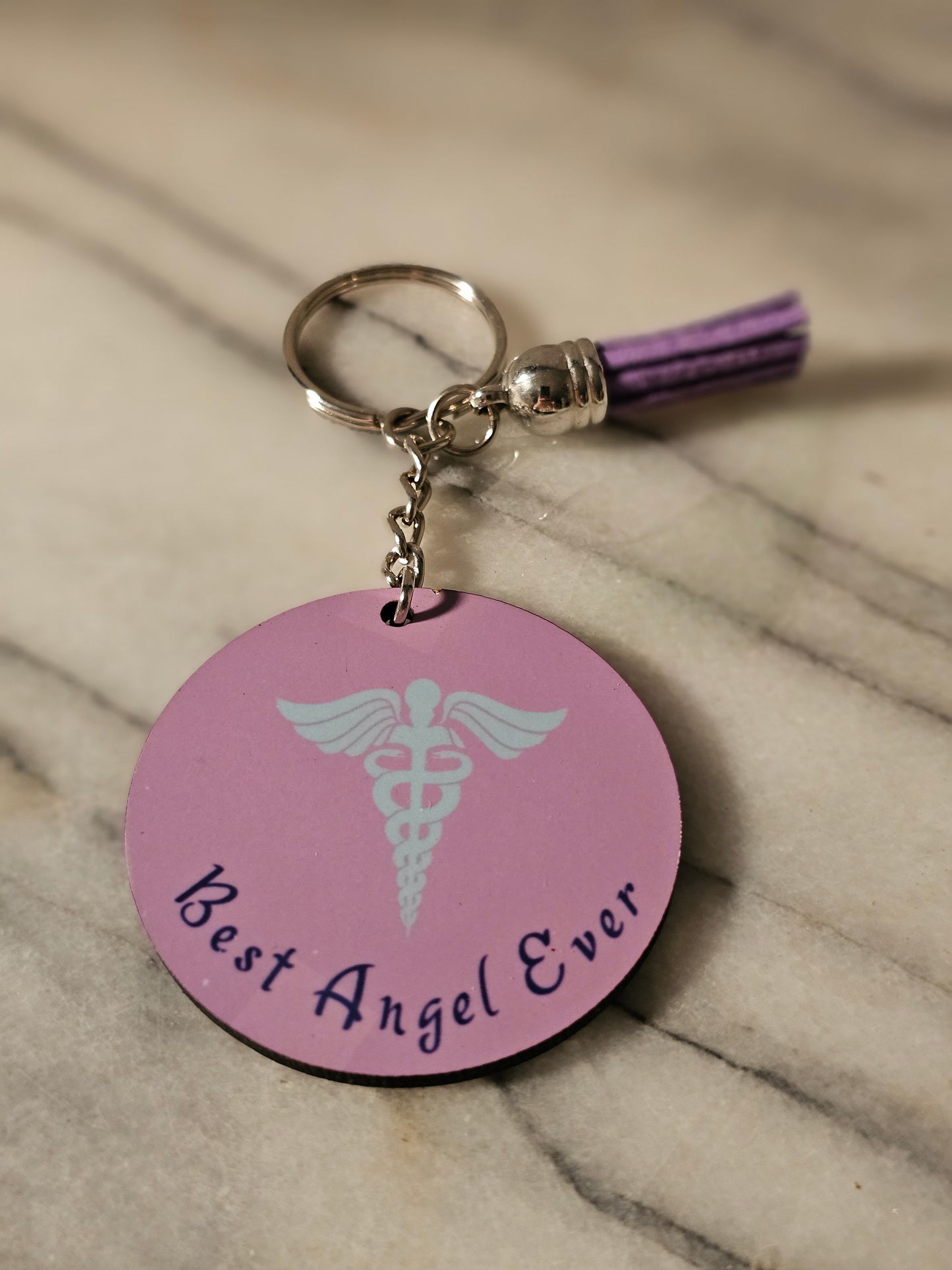 2 inch sublimation Best Angel ever Keychain.