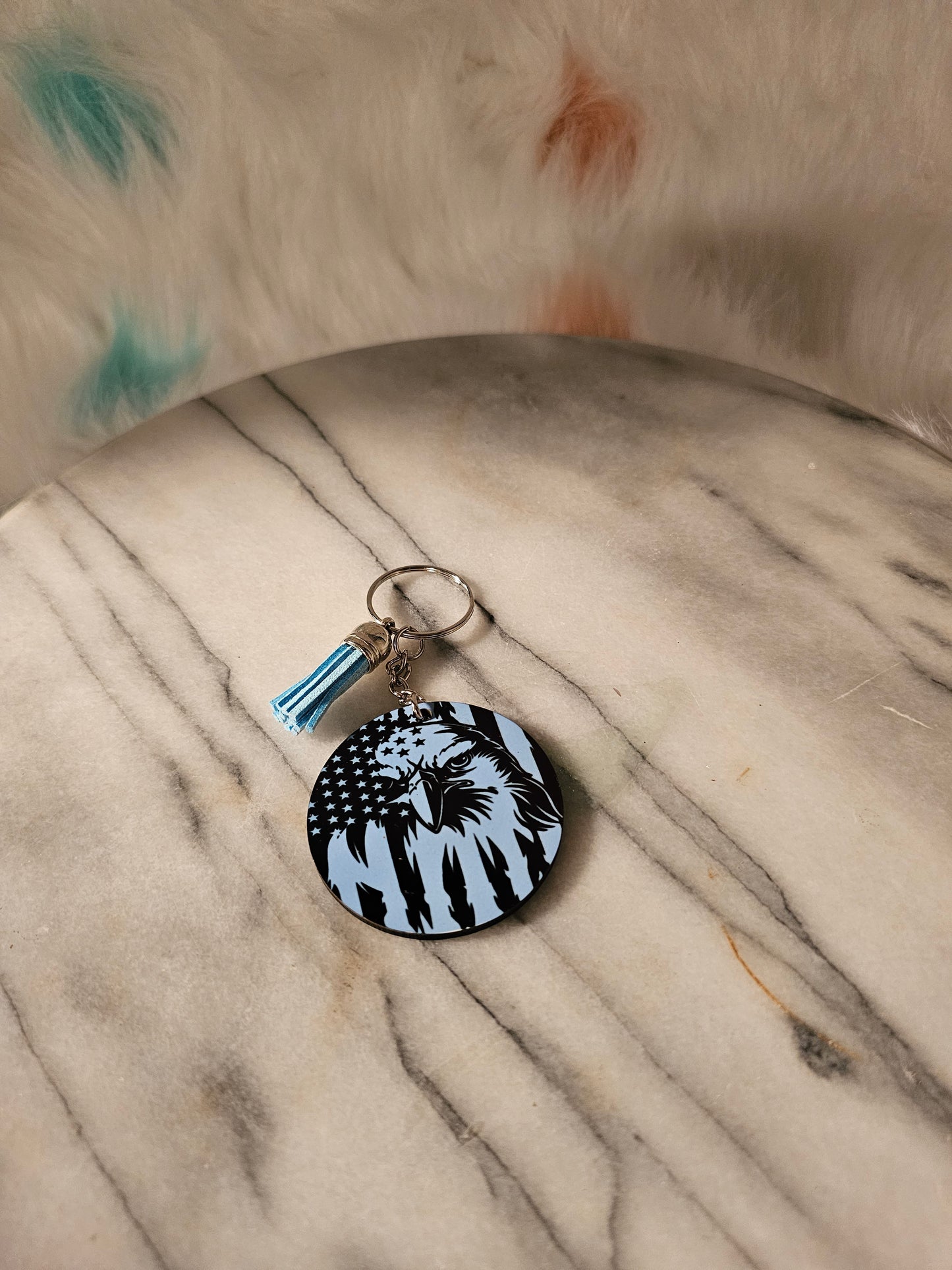 2 inch sublimation bird on flag Keychain