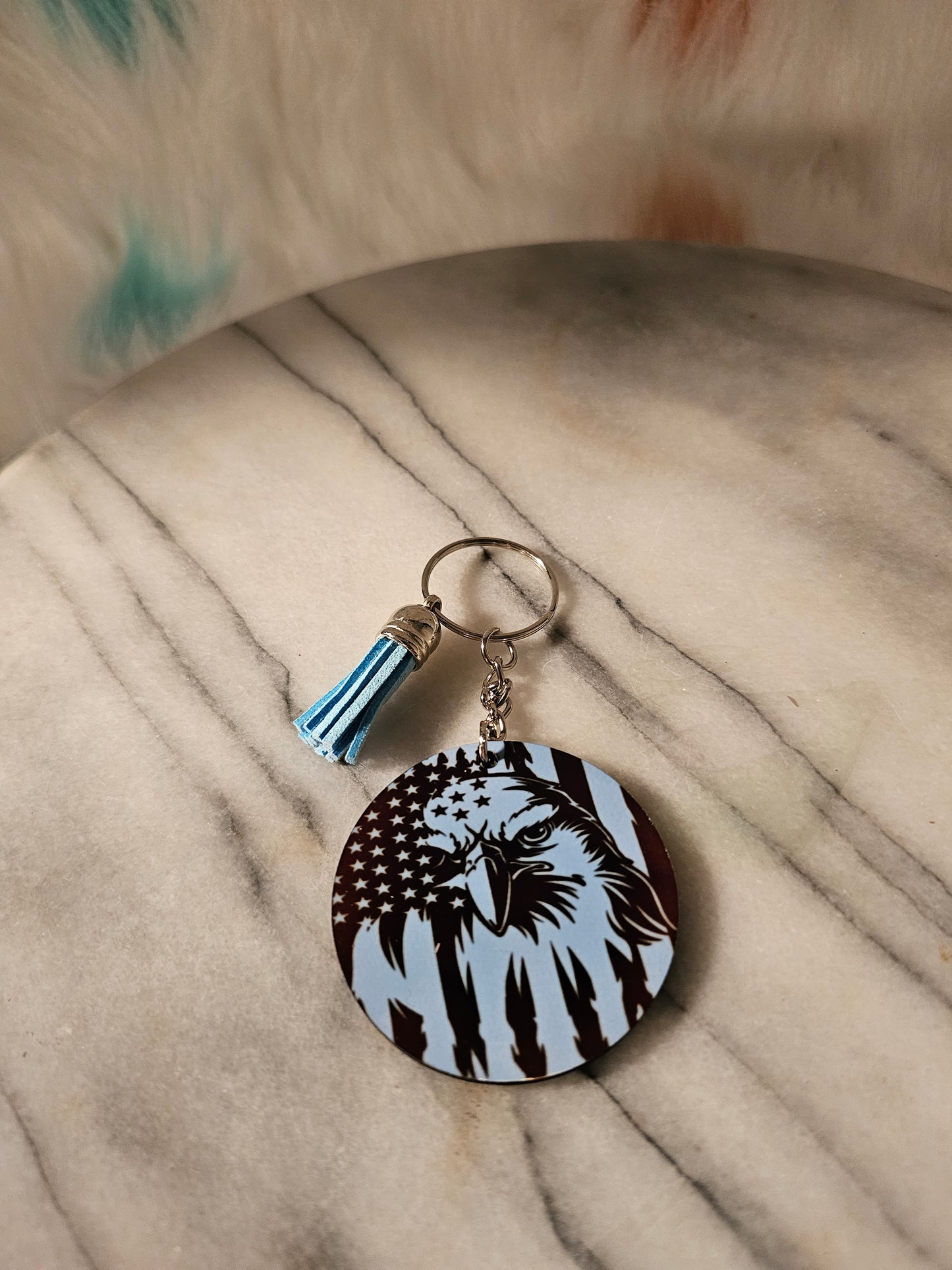 2 inch sublimation bird on flag Keychain