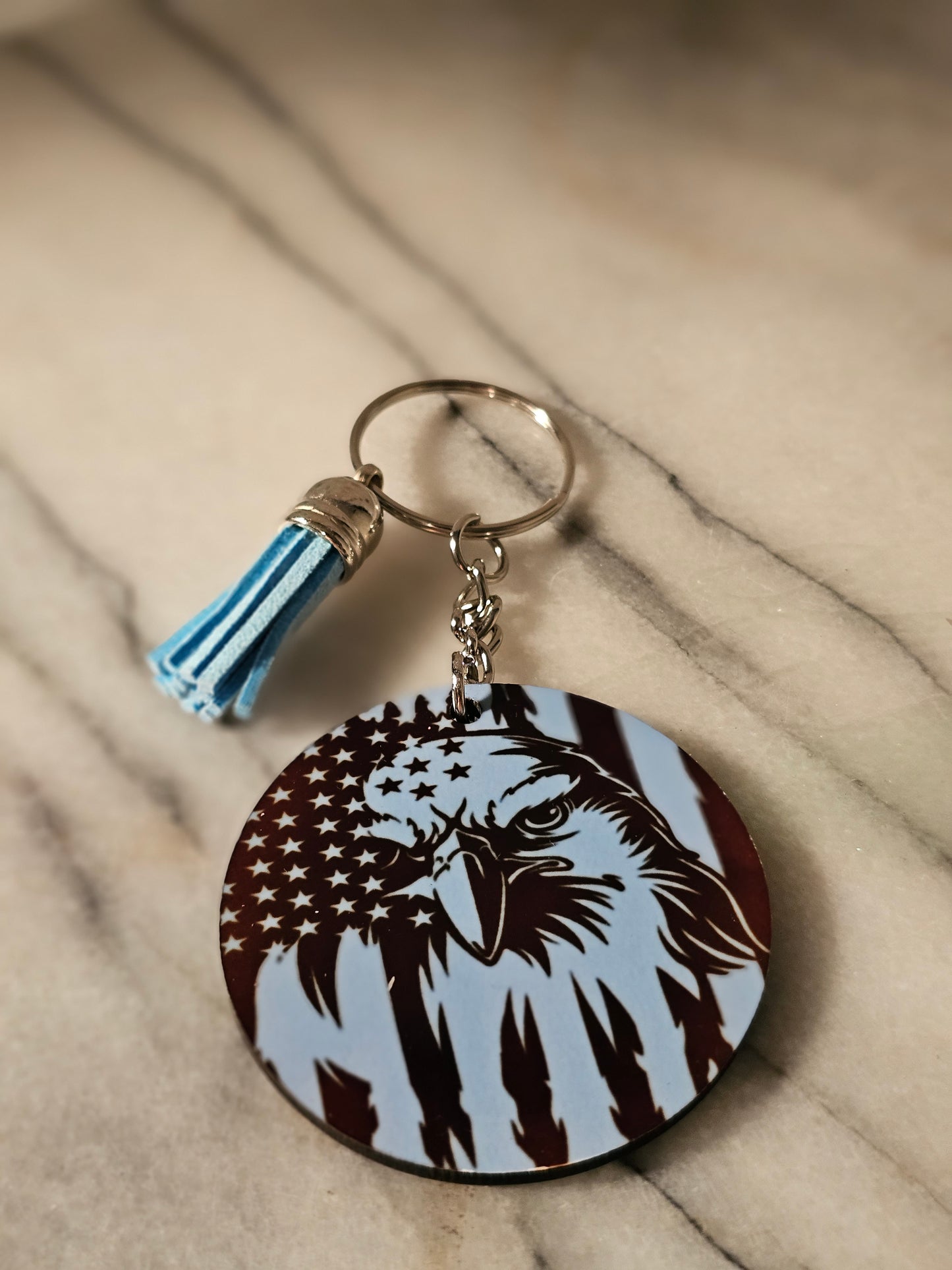 2 inch sublimation bird on flag Keychain