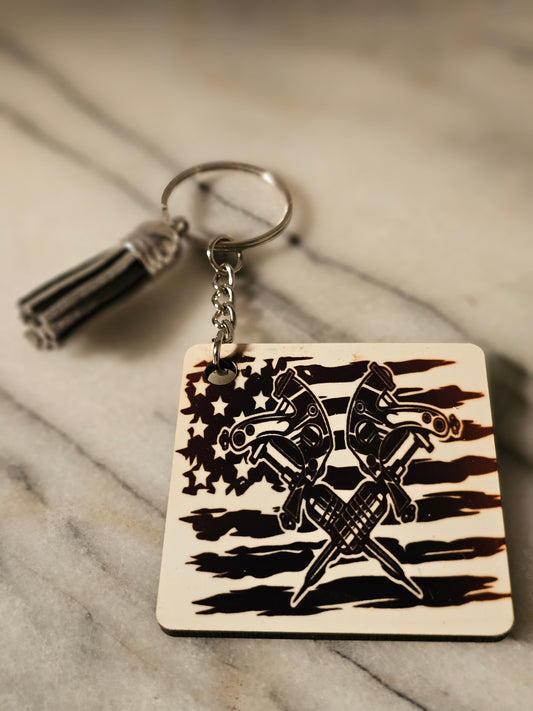 Sublimation square with flag Keychain