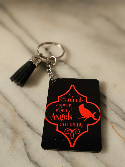 Sublimation square When a cardinal appears Keychain.