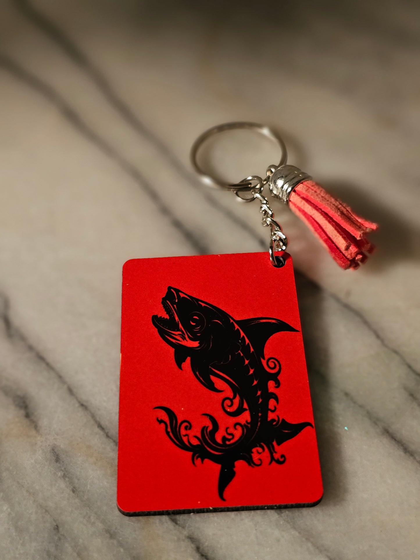 Sublimation rectangle Let's go fishing Keychain.