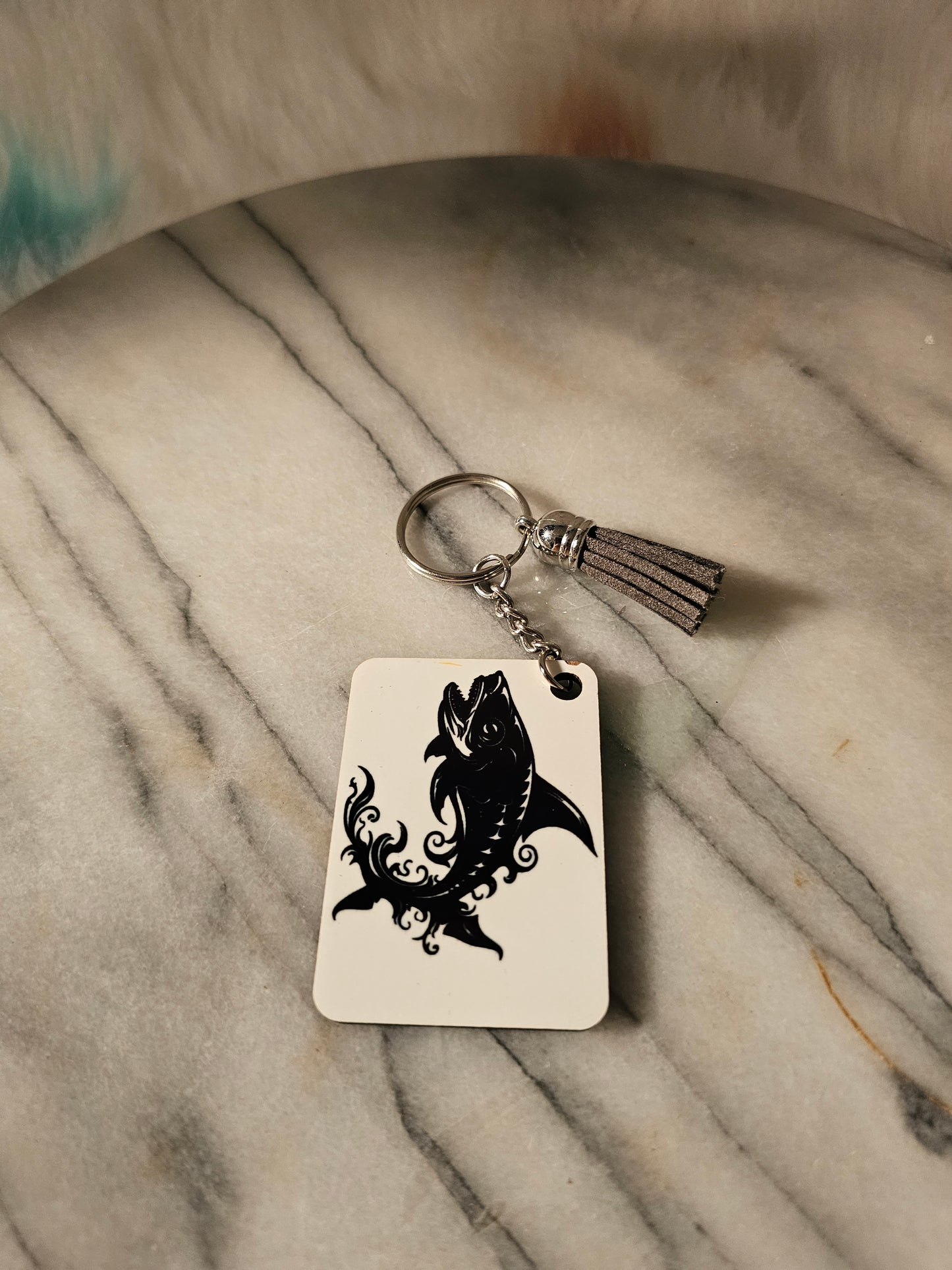 Sublimation rectangle Let's go fishing Keychain.