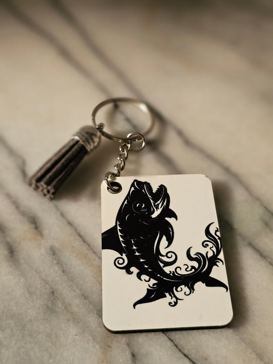 Sublimation rectangle Let's go fishing Keychain.