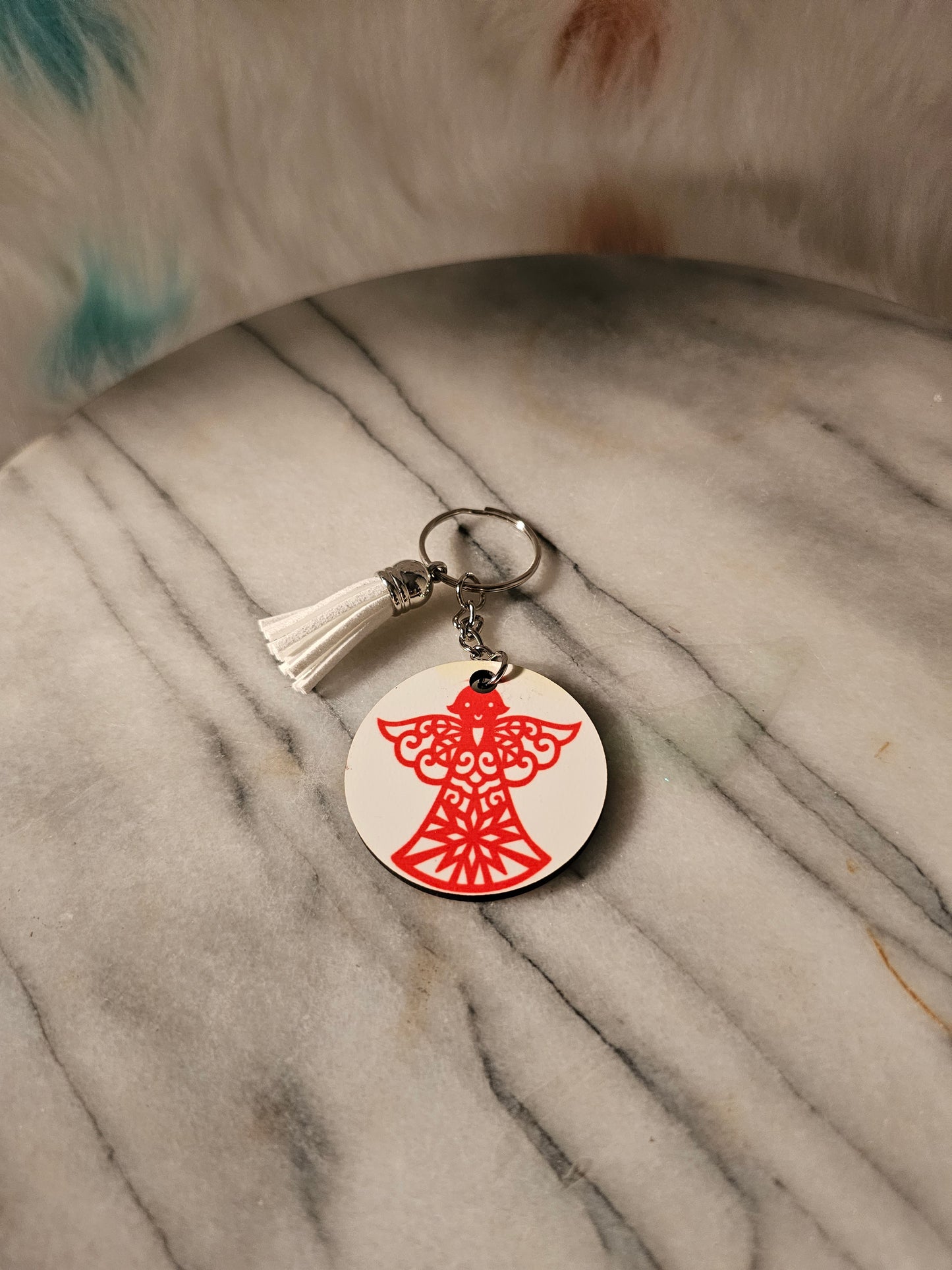 2 inch sublimation Angel Keychain.