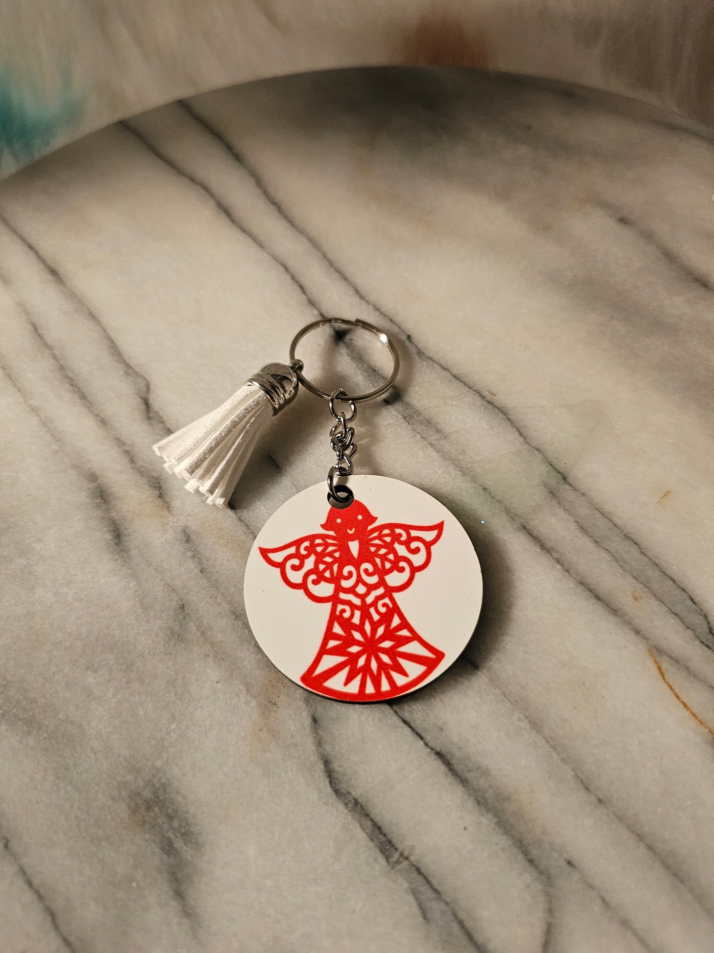 2 inch sublimation Angel Keychain.