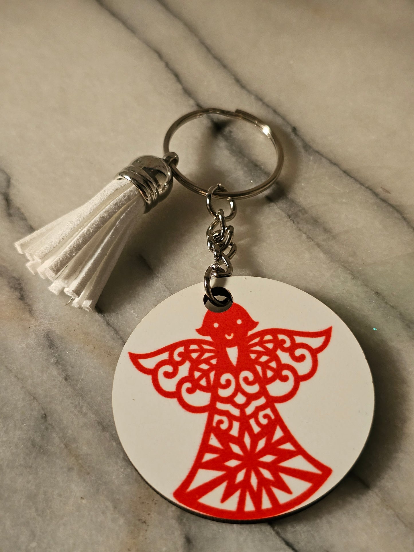 2 inch sublimation Angel Keychain.