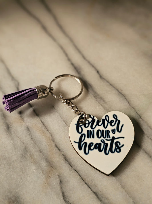 Sublimation heart shape forever in our hearts Keychains