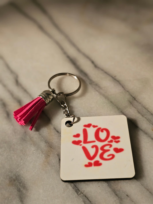 2 inch sublimation square Love Keychain