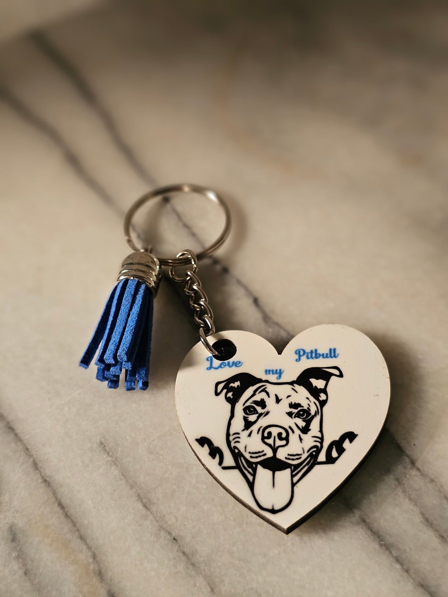 Sublimation heart shape Love my pitbull Keychain