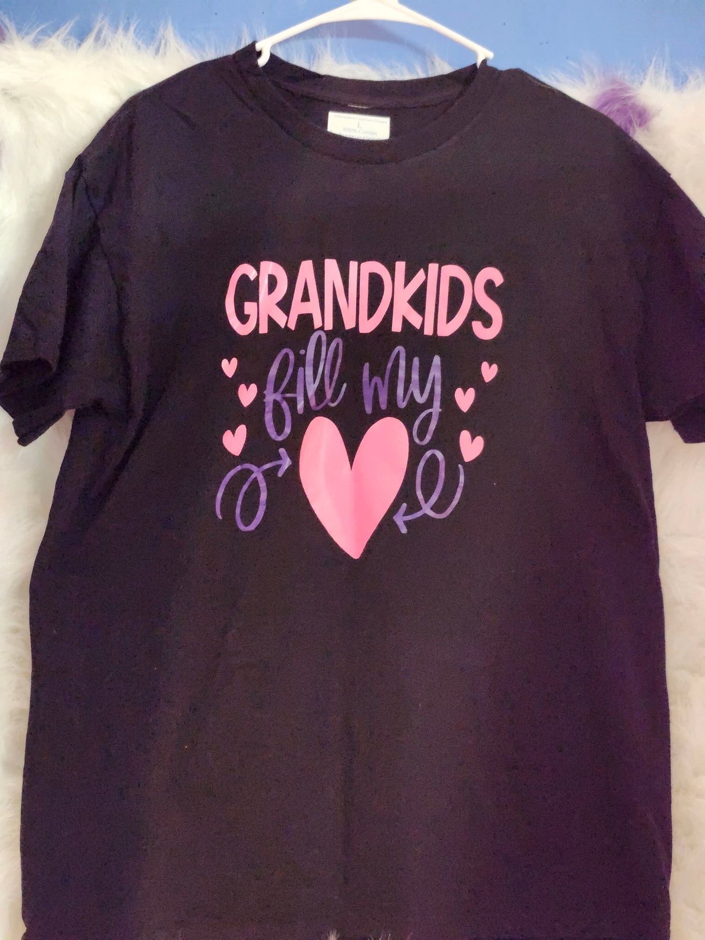 Size L 100%black cotton Grandkids fill my heart tshirt