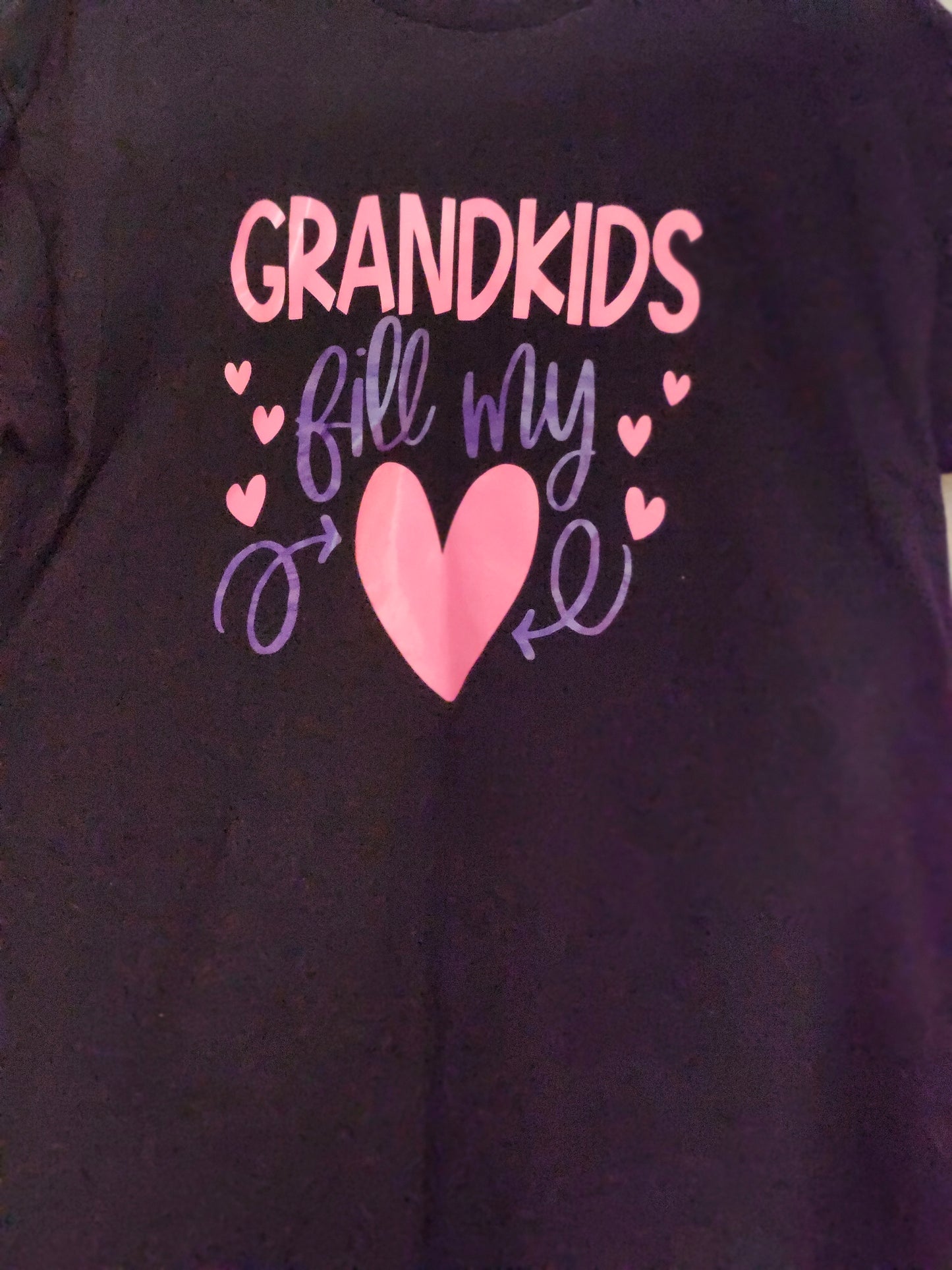 Size L 100%black cotton Grandkids fill my heart tshirt