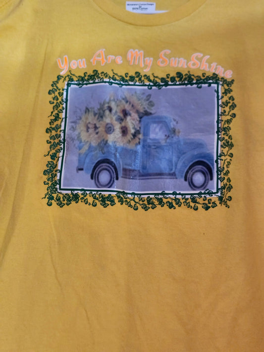 3X 100% yellow cotton You are my sunshine tshirt