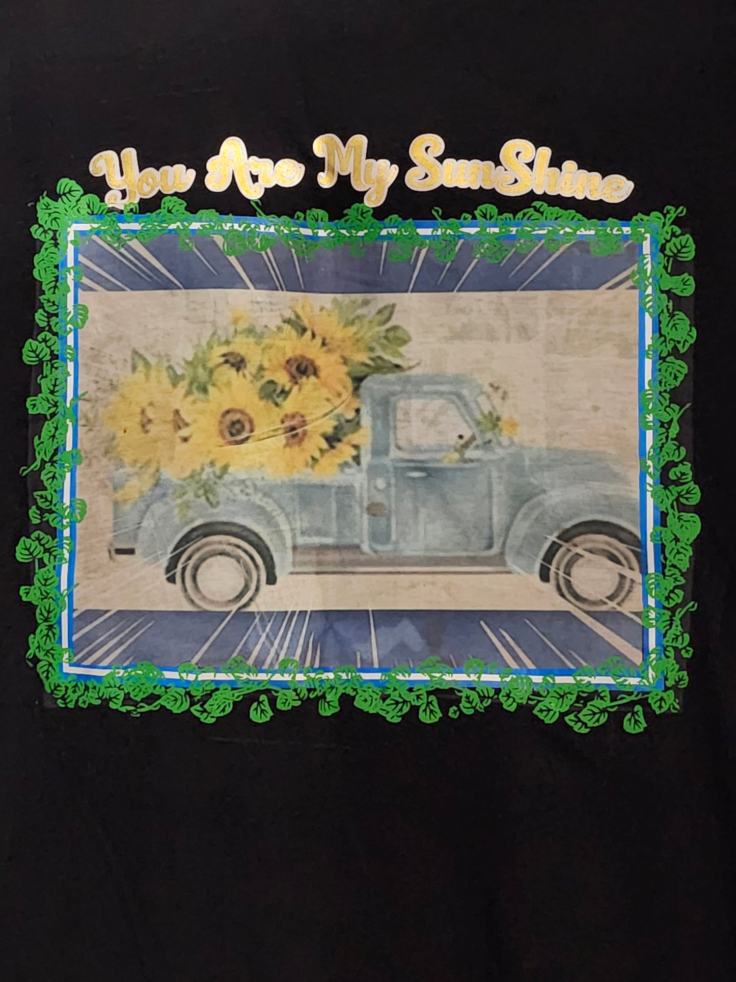 Size 3 100% cotton black you are my sunshine tshirt