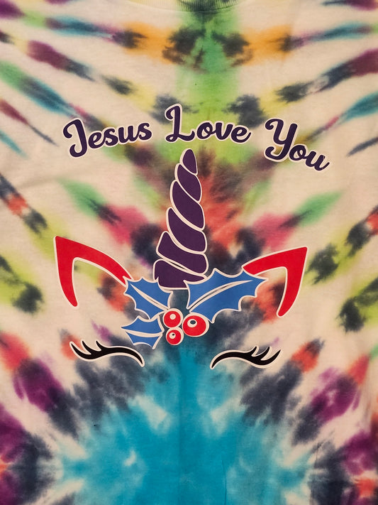 3X 100% cotton Jesus loves you tie die tshirt