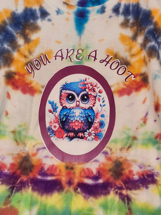 Size 3X 100% cotton You are hoot tie die shirt.