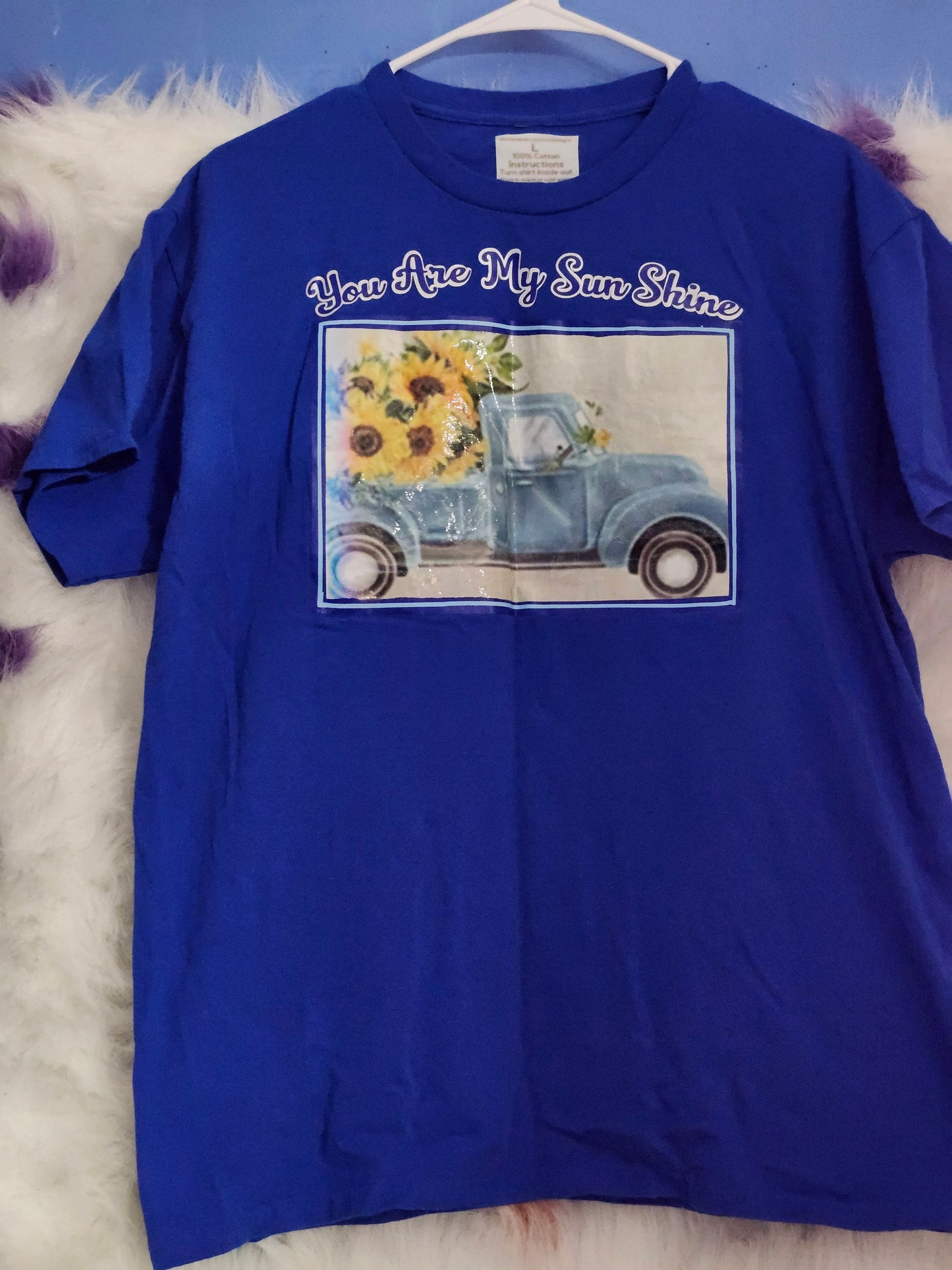 L 100% cotton blue You are my sunshine tshirt.