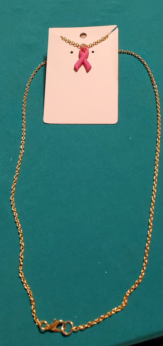 Cancer free gold plated necklace