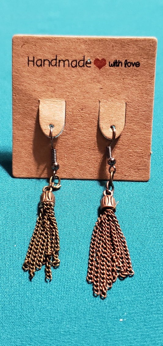 Bronze plated chain earrings