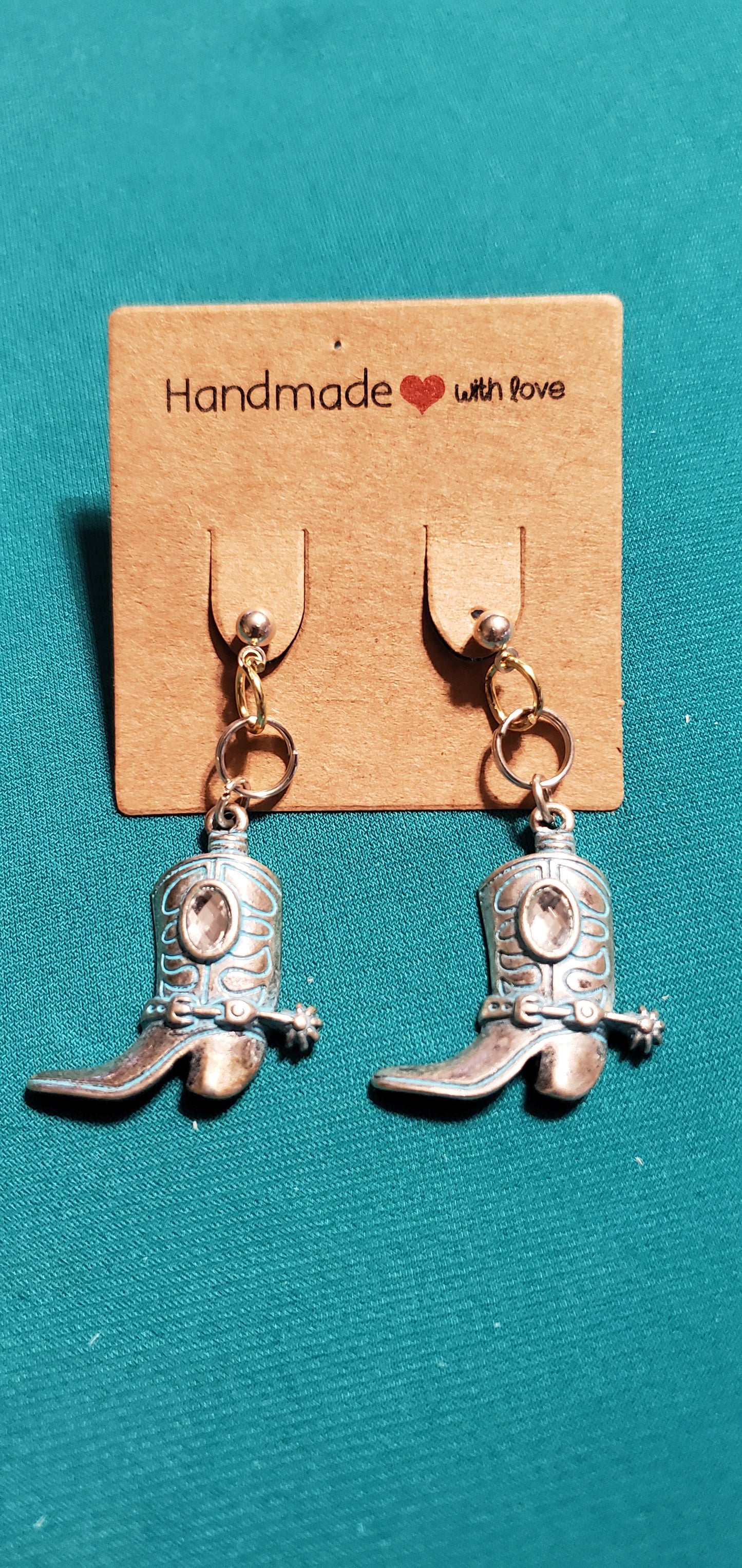 Cowgirl's guns and boots necklace and earrings