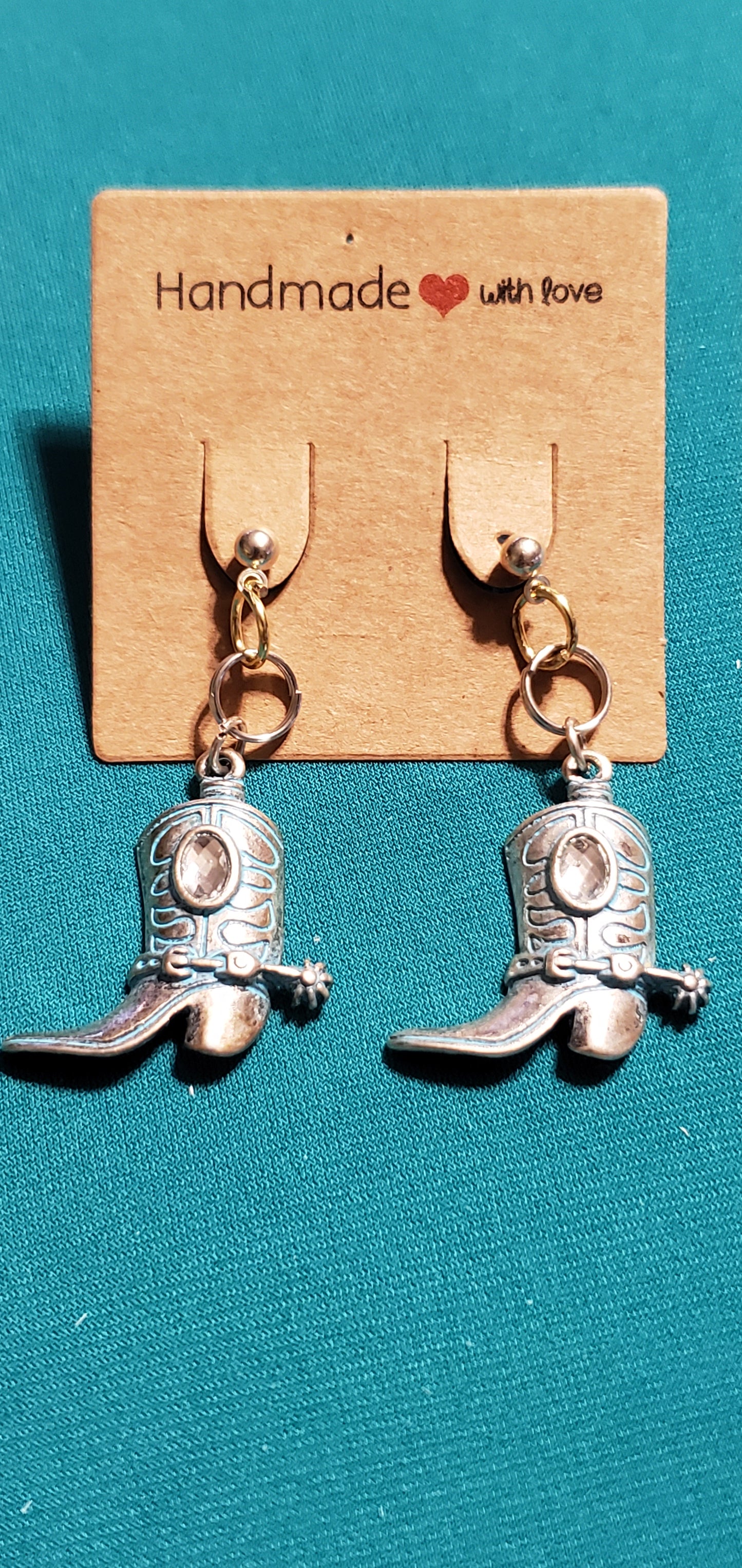 Cowgirl's guns and boots necklace and earrings