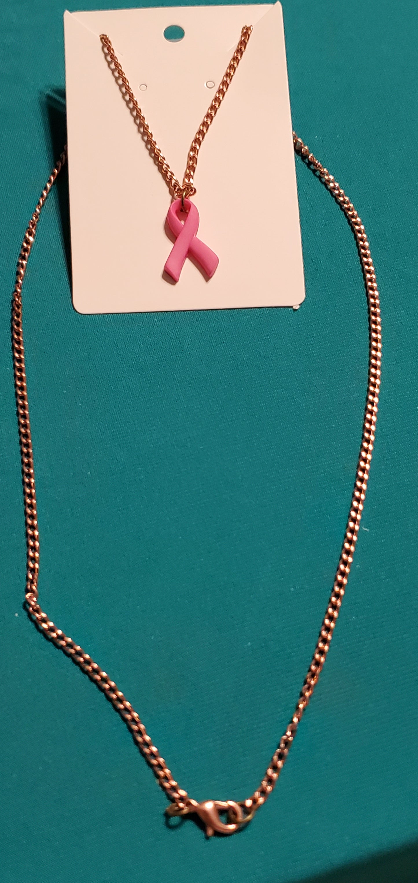 Pink cancer free gold plated necklace