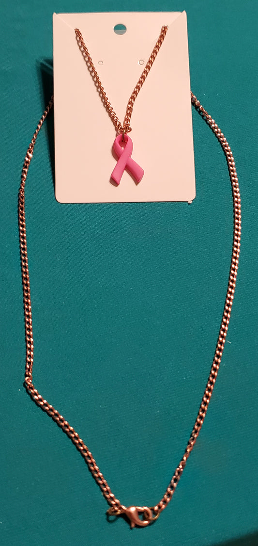 Pink cancer free gold plated necklace