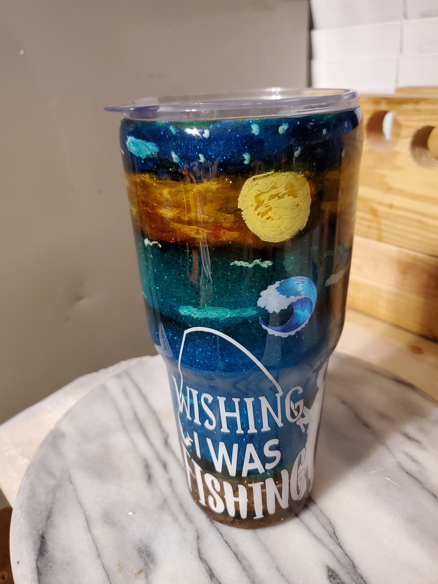 Wishing I was fishing 30 0z Double walled Stainless steel tumbler cup