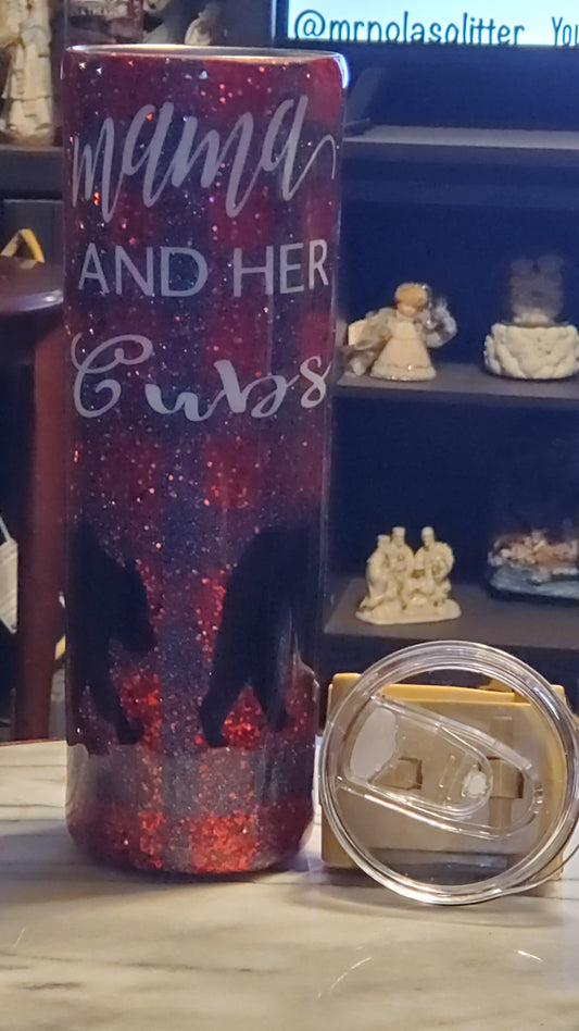 30 oz Mama and her cubs stainless steel tumbler cup