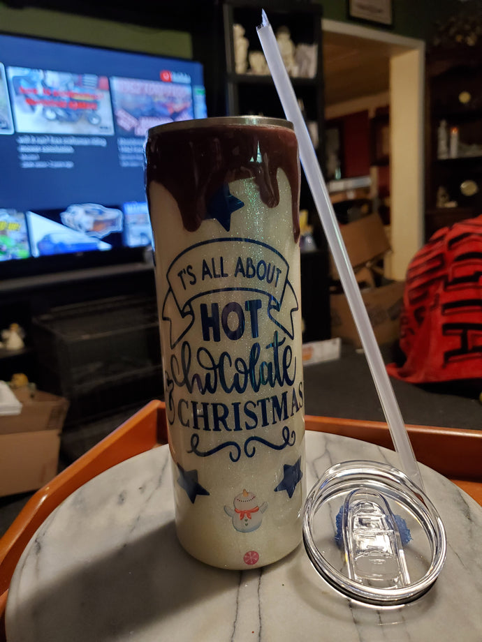 30 oz It's all about hot chocolate and Christmas Stainless steel hogg tumbler cup