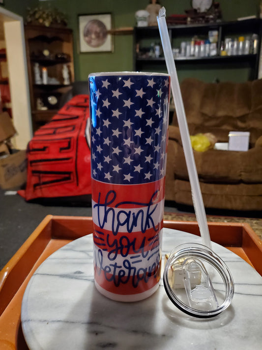 30 oz Thank you veterans stainless steel tumbler cup