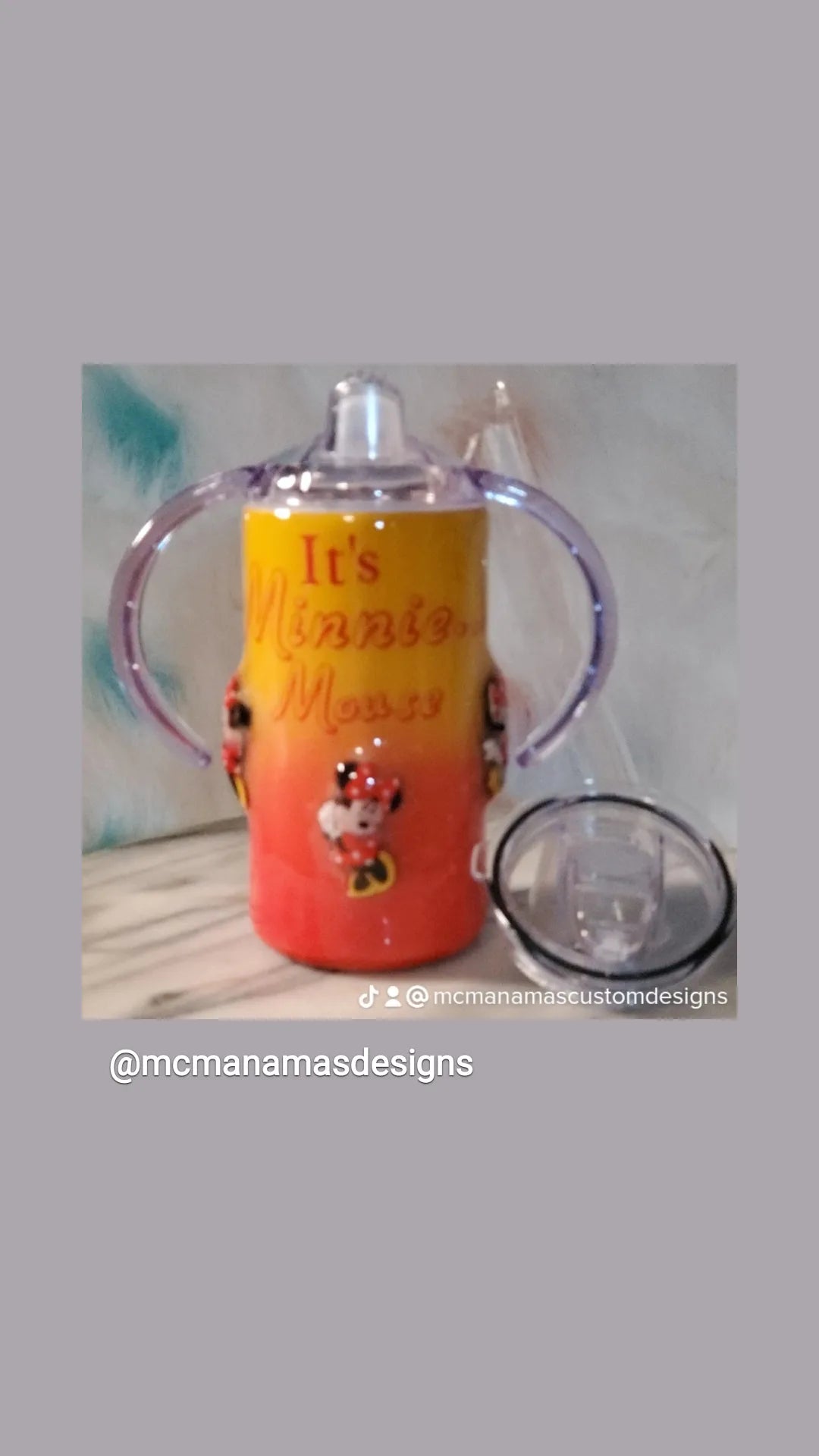 12 oz Stainless steel Minnie Mouse sippy cup